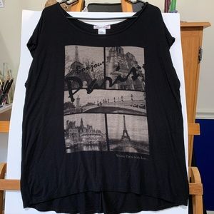 Black And Grey Paris Themed Flowy Shirt